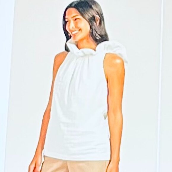 Trina Turk Twin Falls Sleeveless Ruffled Top in White (L) New with Tag - Picture 4 of 11
